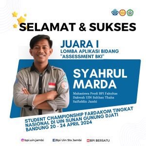 Mahasiswa Prodi BPI Fakultas Dakwah UIN Sulthan Thaha Saifuddin Jambi Raih Prestasi Gemilang dalam Lomba Student Championship FORDAKOM Tingkat Nasional di UIN SGD Bandung