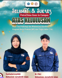 Dua Mahasiswa Jurnalistik Islam Lolos Program PetroChina Goes to Campus